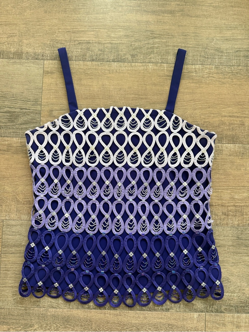 Vintage Louise Ricci Purple Beaded Ombre Corset Top Y2K Whimsigoth Cami 8 S M